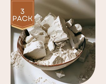Pure Kaolin Clay - Georgia White Dirt Clay. Edible Clay Dirt. Pica Clay. Calabash Chalk. Your Wellness and Beauty Essential. 3 Packs