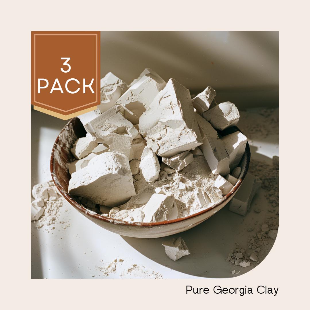 Pure Kaolin Clay - Georgia White Dirt Clay. Edible Clay Dirt. Pica Clay. Calabash Chalk. Your Wellness and Beauty Essential. 3 Packs