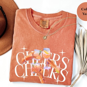 Comfort Colors Cheers T-Shirt: Retro Cocktail Party Tee