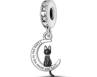 black cat charm  925 sterling silver fit for silver Bracelet,