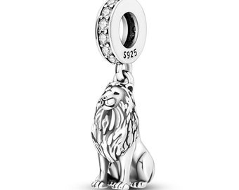 Lion charm fit for Pandora Bracelet 925 sterling silver, animal charm