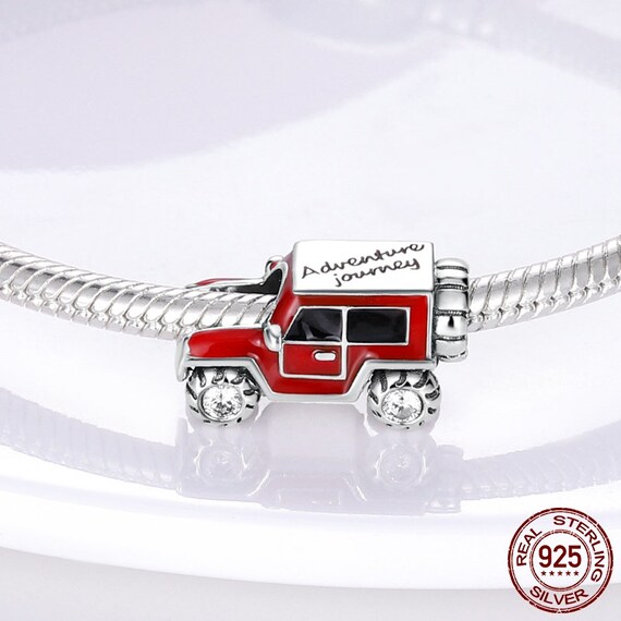 Red Jeep Charm Fit for Pandora Bracelet 925 Sterling Silver Car