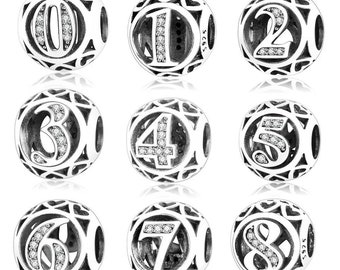 numbers charm 2023 fit for Pandora Bracelet 925 sterling silver