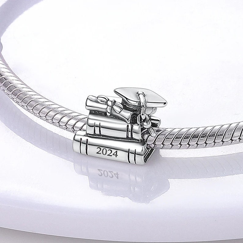 Graduation charm 2024 fit for Pandora Bracelet 925 sterling silver image 2