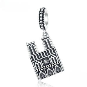 Charm de Notre Dame de París en plata de ley 925 apto para pulsera europea