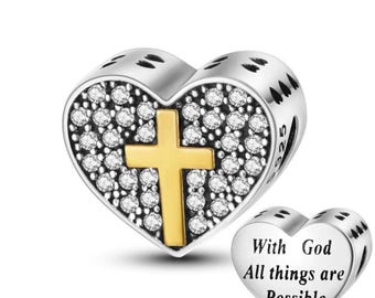 Dije de cruz de plata de ley para pulsera