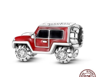 red Jeep charm fit for Pandora Bracelet 925 sterling silver, car charm