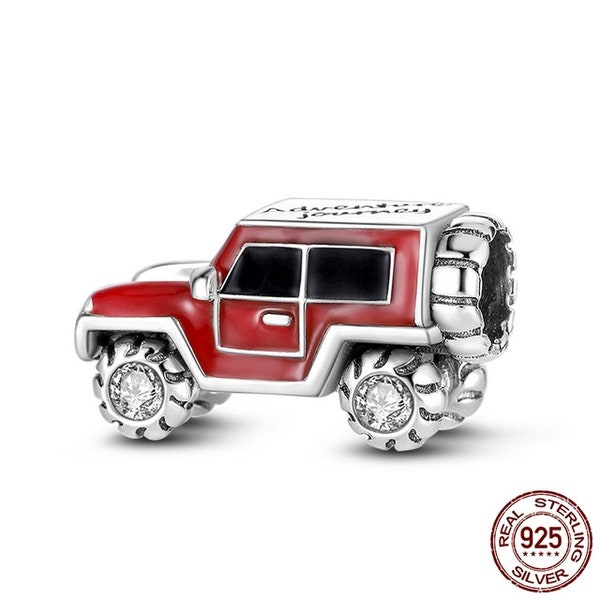 red Jeep charm fit for Pandora Bracelet 925 sterling silver, car charm