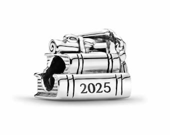 Graduation cap charm 2025 925 sterling silver for bracelet and necklace