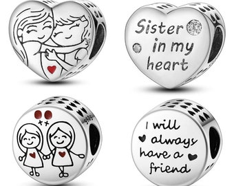 sister charm fit for Pandora Bracelet 925 sterling silver