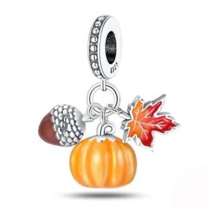 Kürbis Früchte charm 925 Sterling Silber passend für Silberarmband