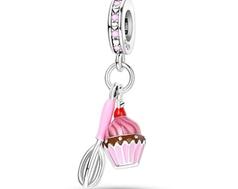 Cup cake charm fit for Pandora Bracelet 925 sterling silver,