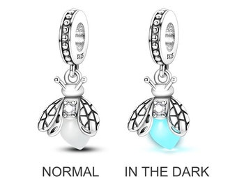 firefly charm fit for Pandora Bracelet 925 sterling silver, glow in the dark charm