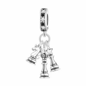 Charm de ajedrez en plata de ley 925 compatible con pulsera Pandora.
