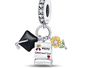 happy Graduation charm 925 sterling silver fit for Pandora Bracelet