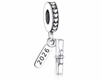Graduierung 2026 für Armband, Sterling Silber Diplom & Jahr Anhänger