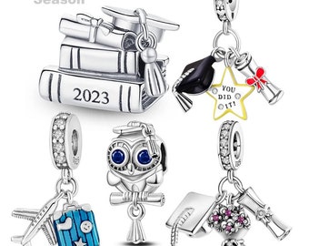 Graduation charm 2023 fit for Pandora Bracelet 925 sterling silver