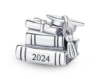 Graduation charm 2024 925 sterling silver fit for silver Bracelet