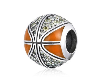 basketball charm fit for Pandora Bracelet 925 sterling silver, sport charm