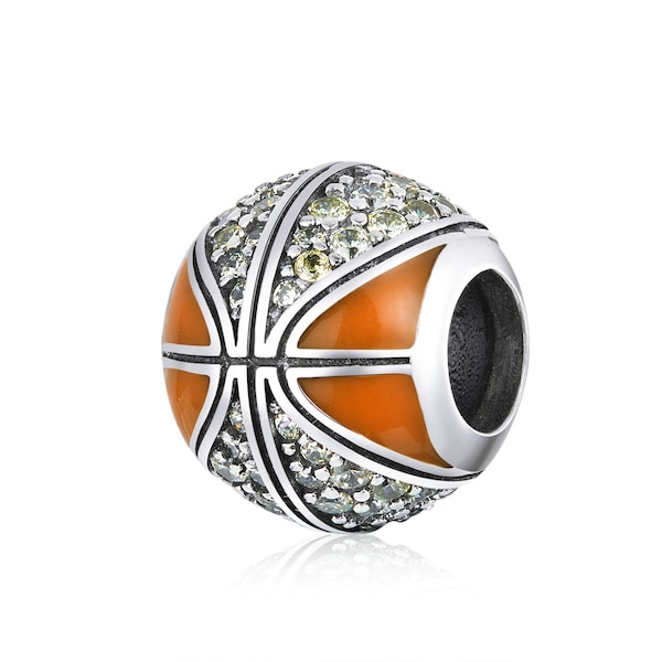 basketball charm fit for Pandora Bracelet 925 sterling silver, sport charm