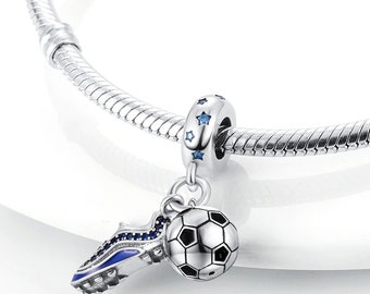 soccer shoes and ball charm fit for Pandora Bracelet 925 sterling silver, sport charm