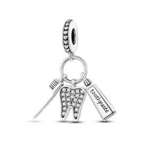 Zahnpasta Charm passend zum Silberarmband 925 Sterling Silber, Zahnputz Charm