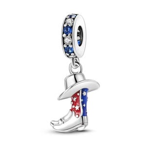 Cowboystiefel und Hutanhänger aus 925er Silber, passend für das Silberarmband
