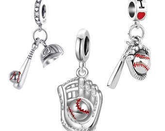 Baseball Charm passend für Pandora Armband 925 Sterling Silber, Sport Charm