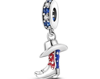 cowboy boots and hat charm fit for Pandora Bracelet 925 sterling silver,