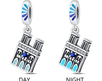 Amuleto de Notre Dame apto para pulsera Pandora de plata de ley 925,