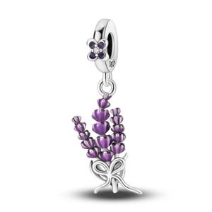 lavender flower charm 925 sterling silver fit for European Bracelet
