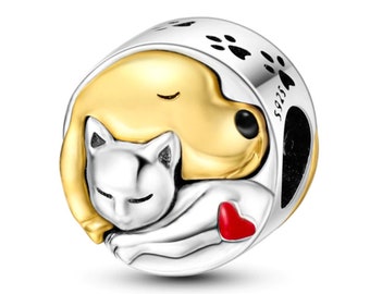 dog and cat charm fit for Pandora Bracelet 925 sterling silver, animal charm, pet charm