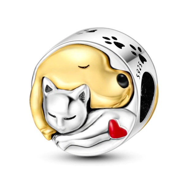 dog and cat charm fit for Pandora Bracelet 925 sterling silver, animal charm, pet charm