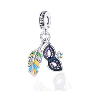 Mardi gras mask charm  925 sterling silver fit for silver Bracelet,