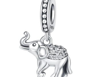 象のチャーム付きブレスレット ブレスレットとペンダント用のスターリングシルバーの象のチャーム