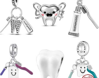 toothpaste charm fit for Pandora Bracelet 925 sterling silver, toothbrush charm