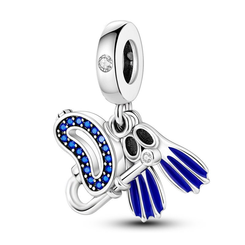 Snorkeling Charm Fit for Silver Bracelet 925 Sterling Silver Diving Charm Etsy