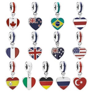 Nation Flag charm fit for silver Bracelet 925 sterling silver,