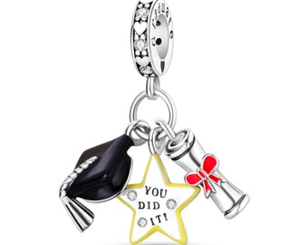 you did it charm fit for Pandora Bracelet 925 sterling silver, Graduation charm