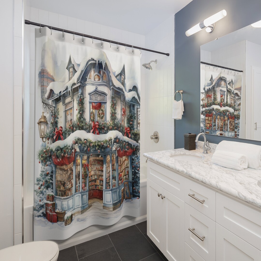 Christmas Shower Curtain, Holiday Decor, Christmas Decor, Home Decor Etsy