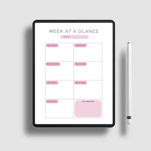 Rose Week at A Glance Printable Weekly Schedule PDF - Etsy