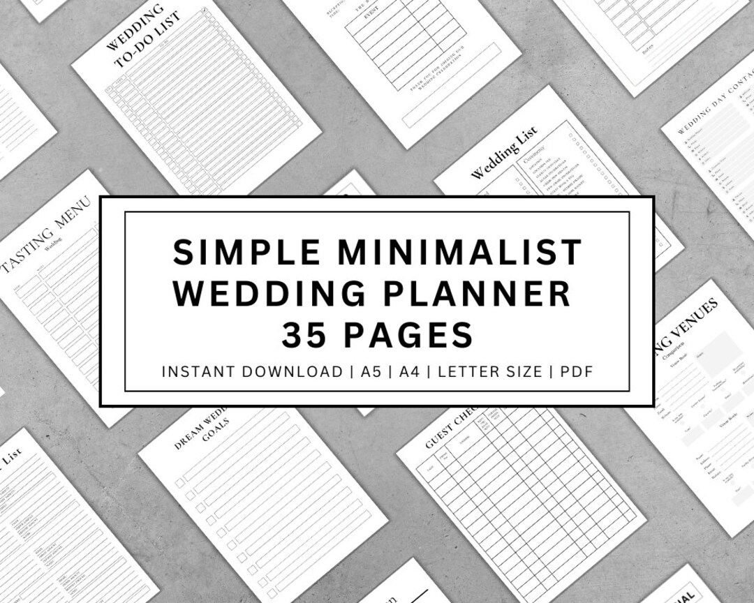 Wedding Planner Printable Minimalist Wedding Planner Etsy
