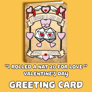 Nat 20 Love Dice Card - Romántico RPG de mesa Regalo de San Valentín
