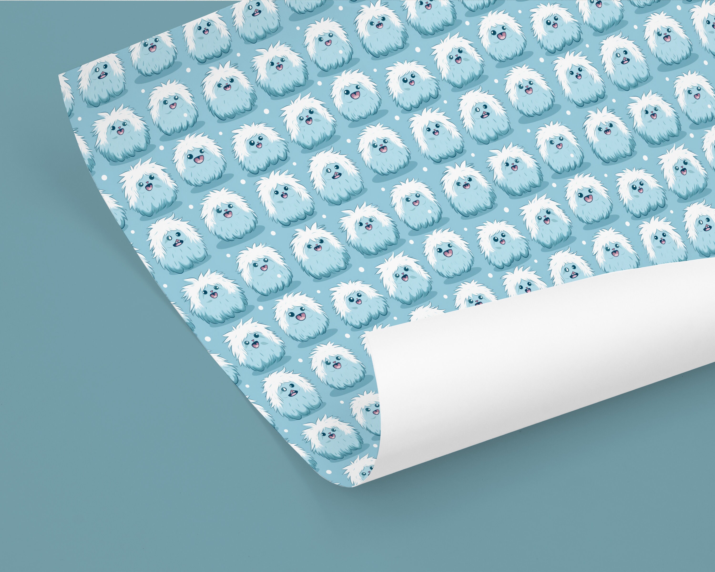 Chibi Yeti Wrapping Paper Roll Funny Sasquatch Christmas Etsy
