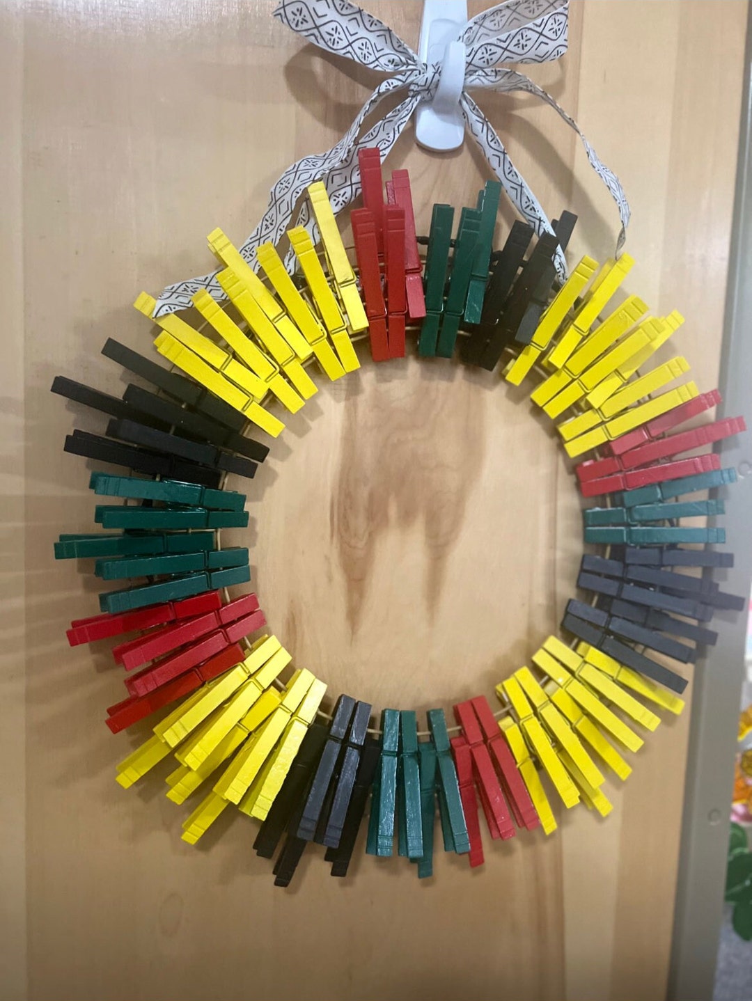 Clothespin Wreath Jamaican Colors Etsy
