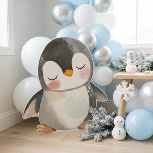 BIG CUTOUT Cute Penguin Cutout Baby Shower Penguin White Snow Party Winter Wonderland White Arctic Penguin Animal Snow Penguin Birthday