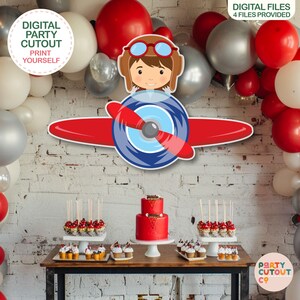 BIG CUTOUT Plane Party Boy in Plane Decor Aircraft Prop Plane Cutout Birthday Party Plane Ideas Life Size Cutout Pilot Boy Flying Pilot Boy