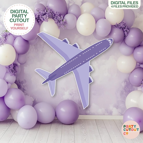 BIG CUTOUT Purple Plane Cutout Aircraft Props Plane Party Cutout Travel Theme Baby Shower Oh My Time Flies Aeroplane Adventure Awaits Cutout