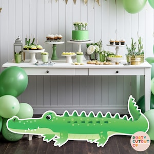 BIG CUTOUT Green Crocodile Decoration Safari Theme Prop Crocodile Cutout Life Size Cutout Crocodile Party Ideas Reptile Party Jungle Party