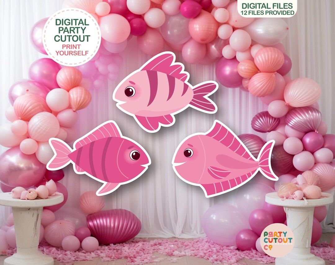 BIG CUTOUT Pink Fish Cutouts Under the Sea Party Ocean Decor Fish Under ...